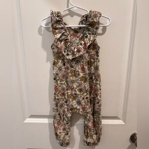 Floral Ruffle-Front Girls Romper